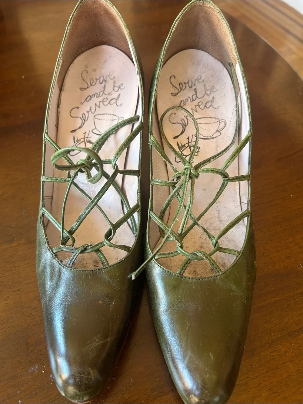 John Fluevog Olive Lace-Up Leather Heels - Picture 3 of 4